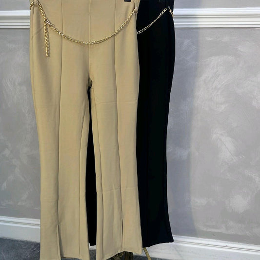 Front Split Trousers With Belt